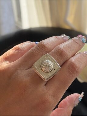 Kameleon heavy solid sterling ring sz 6 with pop